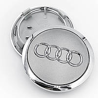 Колпачки (заглушки) в литые диски AUDI (Ауди) 69 мм Серые с Хром ободком (4B0601170A)