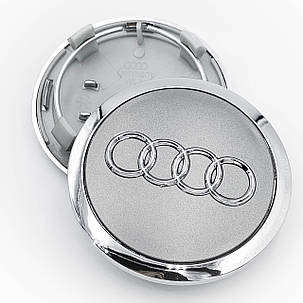 Ковпачки (заглушки) в литі диски AUDI (Ауді) 69 мм Сірі з Хром обідком (4B0601170A), фото 2