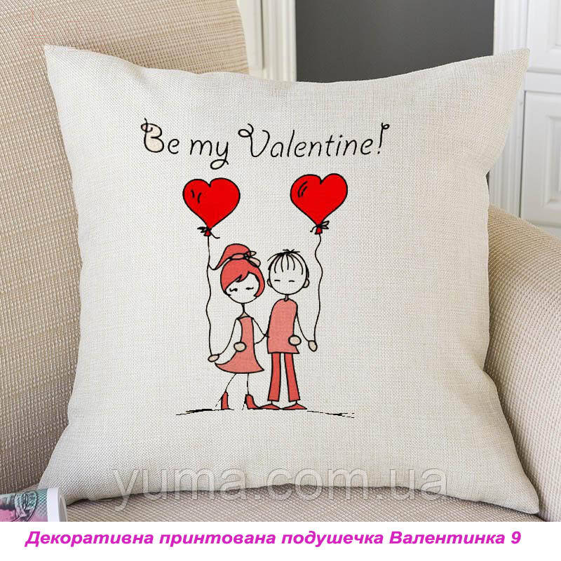 Декоративна подушечка з принтом Валентинка, фото 1