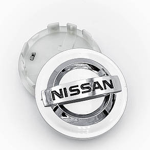 Ковпачки (заглушки) в литі диски NISSAN (Ніссан) 58,5 мм Сріблясті, фото 3