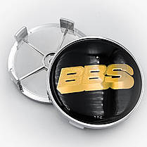 Ковпачки (заглушки) в литі диски BBS 68 мм. Чорний з золотими буквами, фото 5