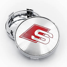 Ковпачки (заглушки) в литі диски AUDI S-Line (Ауді) 60 мм Хром