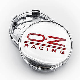 Ковпачки (заглушки) на литий диск OZ Racing 60 мм, Хром c Червоним лого
