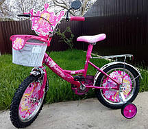 Велосипед дитячий Mustang "Принцеса" 16 дюймів із кошиком. Рожевий