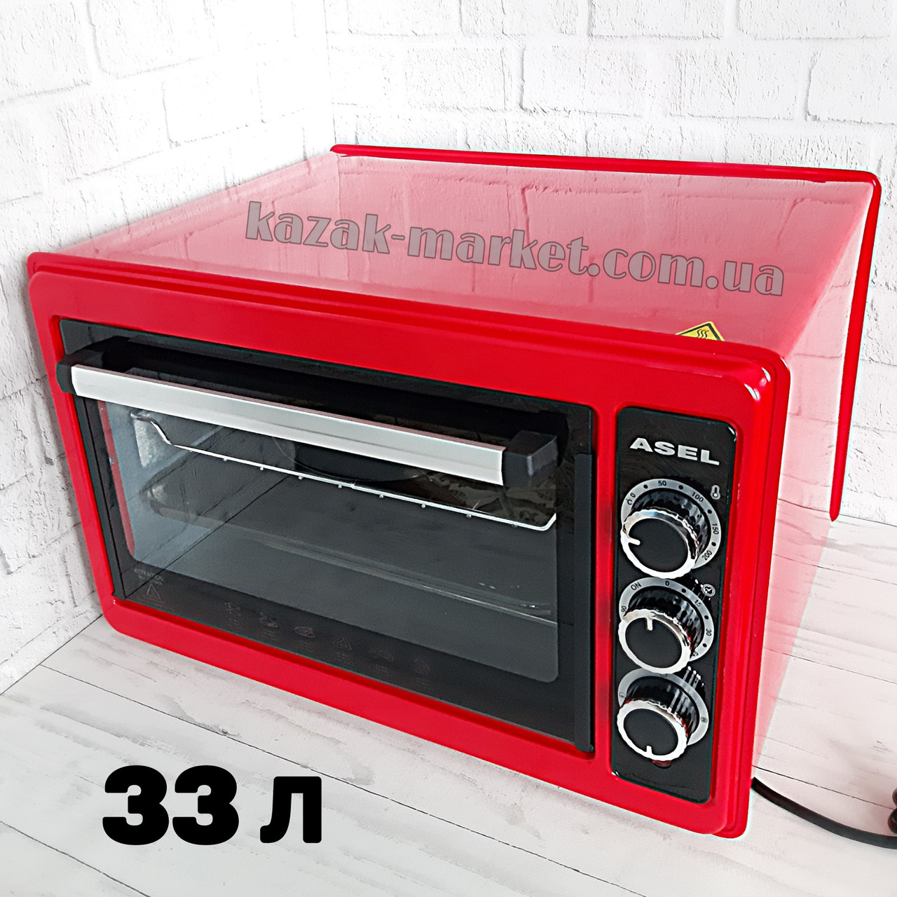 Духовка электрическая 33л ASEL AF-0023 духовой шкаф электрический духовая печь красная Туреччина