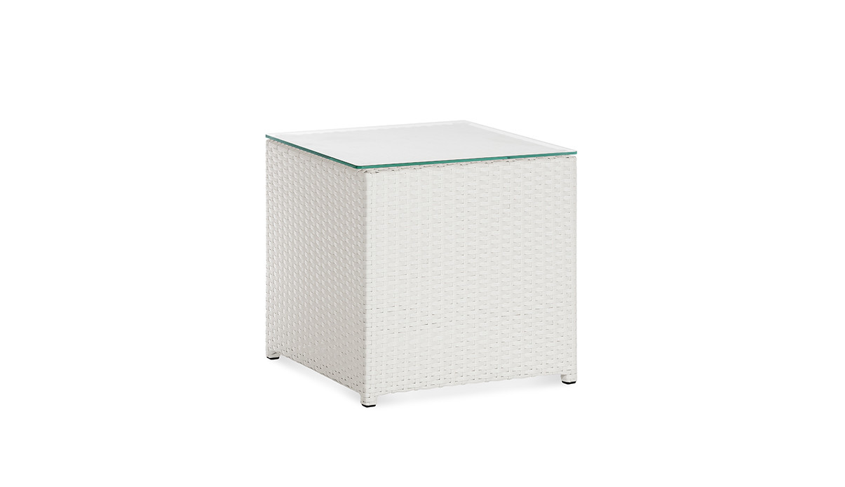 Стіл журнальний Капрі без скла, каркас сталь, віск. ротанг Білий, 45х45х45 см (Terico ТМ)