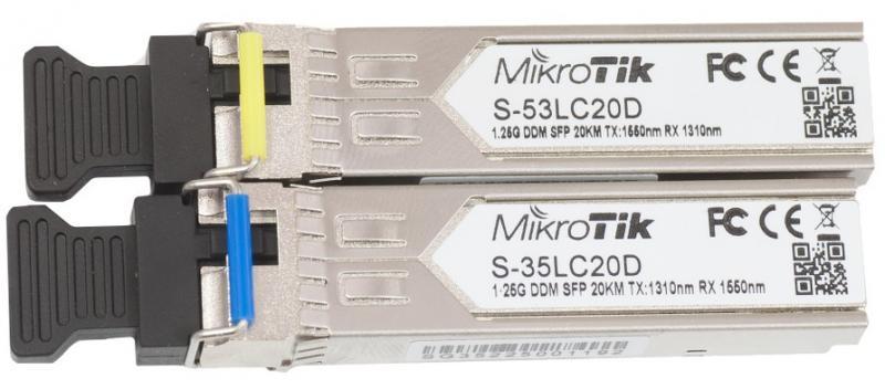 Модуль SFP MikroTik S-3553LC20D пара (1.25G Single Mode, LC, до 20 км, підтримує DDM)