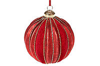 Елочный шар с покрытием матовый антик и бархат, 8см, цвет - красный