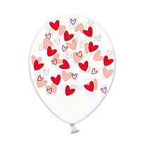Латексні кульки "Сердечка кривульки" червоні прозорі Belbal