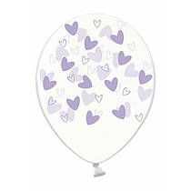 Латексні кульки "Сердечка кривульки" лавандові прозорі Belbal