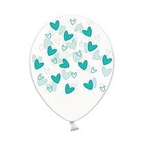 Латексні кульки "Сердечка кривульки" м'ятні прозорі Belbal