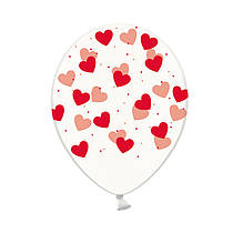 Латексні кульки "Сердечка" червоні прозорі Belbal