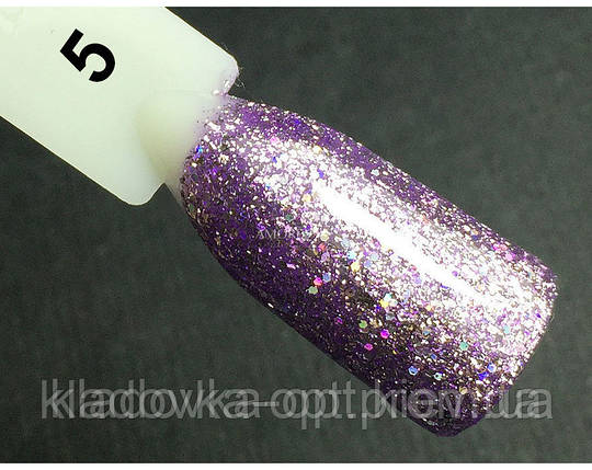 Гель-лак Oxxi Professional Star Gel №5 (бузковий, глітерний), 10 мл, фото 2