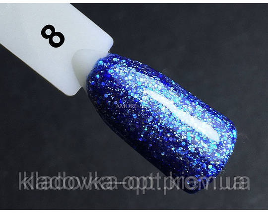 Гель-лак Oxxi Professional Star Gel №8 (синій, глітерний), 10 мл, фото 2