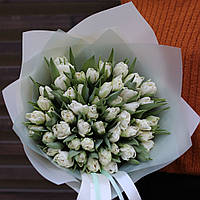 Букет белых пионовидных тюльпанов, 49 шт.