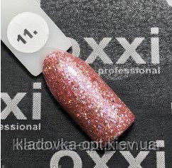 Гель-лак Oxxi Professional Star Gel №11 (персиково-рожевий, глітерний), 10 мл, фото 2