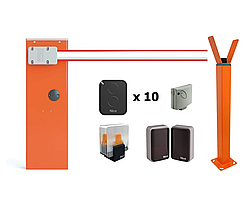 NICE WIDE M - Автоматичний шлагбаум (стріла 4 метри) Приймач + фотоелементи + лампа + стаціонарна опора, 10 шт., Без модуля