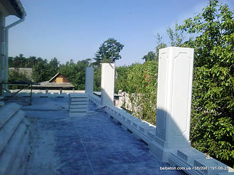 В данной работе использована бетонная балясина, модели В0, она не нуждается в шпаклевке и покраске. Срок службы 

изделий  не менее 25 лет под открытым небом. Наши балясины и балюстрады обладают высокой прочностью и плотность.