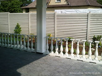 В данной работе использована бетонная балясина, модели В0, она не нуждается в шпаклевке и покраске. Срок службы 

изделий  не менее 25 лет под открытым небом. Наши балясины и балюстрады обладают высокой прочностью и плотность.