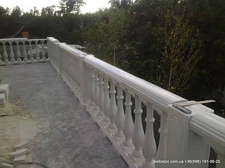 В данной работе использована бетонная балясина, модели В0, она не нуждается в шпаклевке и покраске. Срок службы 

изделий  не менее 25 лет под открытым небом. Наши балясины и балюстрады обладают высокой прочностью и плотность.