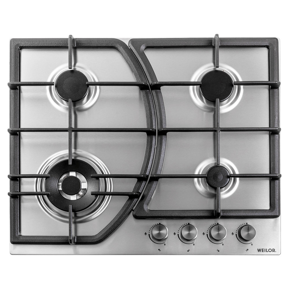 Газова варильна поверхня WEILOR GM W 644 SS, нержавіюча сталь, з турбо конфоркою, газ-контроль, фото 1