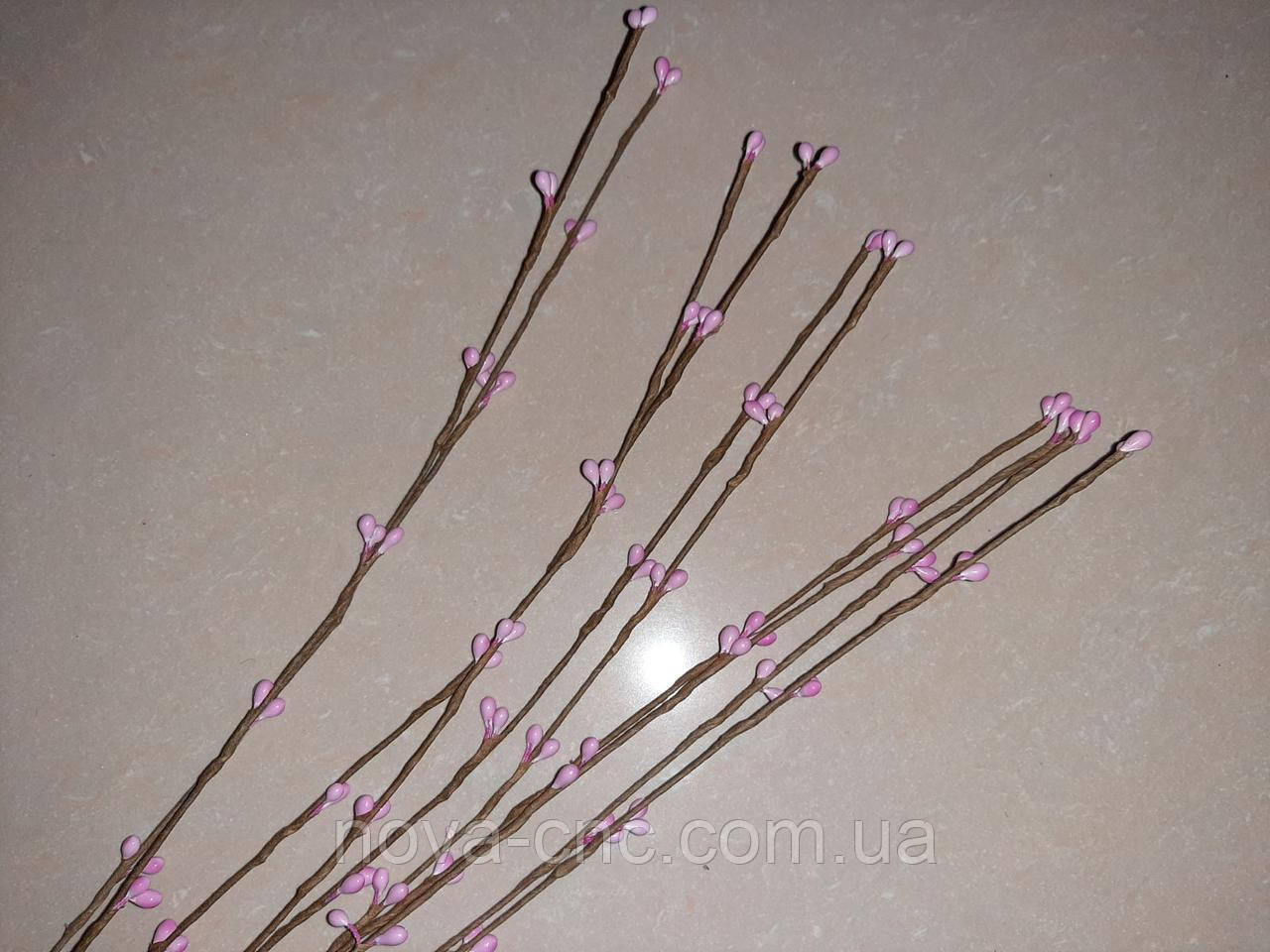 Гілка верби з бруньками декоративні блідо-рожеві 65 см пучок 10 шт