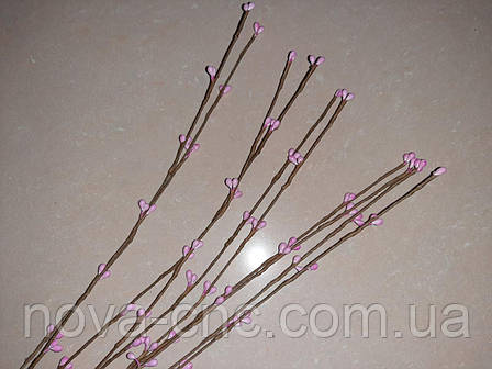 Гілка верби з бруньками декоративні блідо-рожеві 65 см пучок 10 шт, фото 1