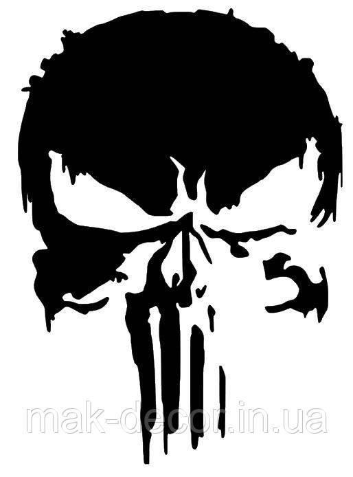 Вінілові наклейки на авто " Череп Punisher (каратель) " 20х15 см, фото 1