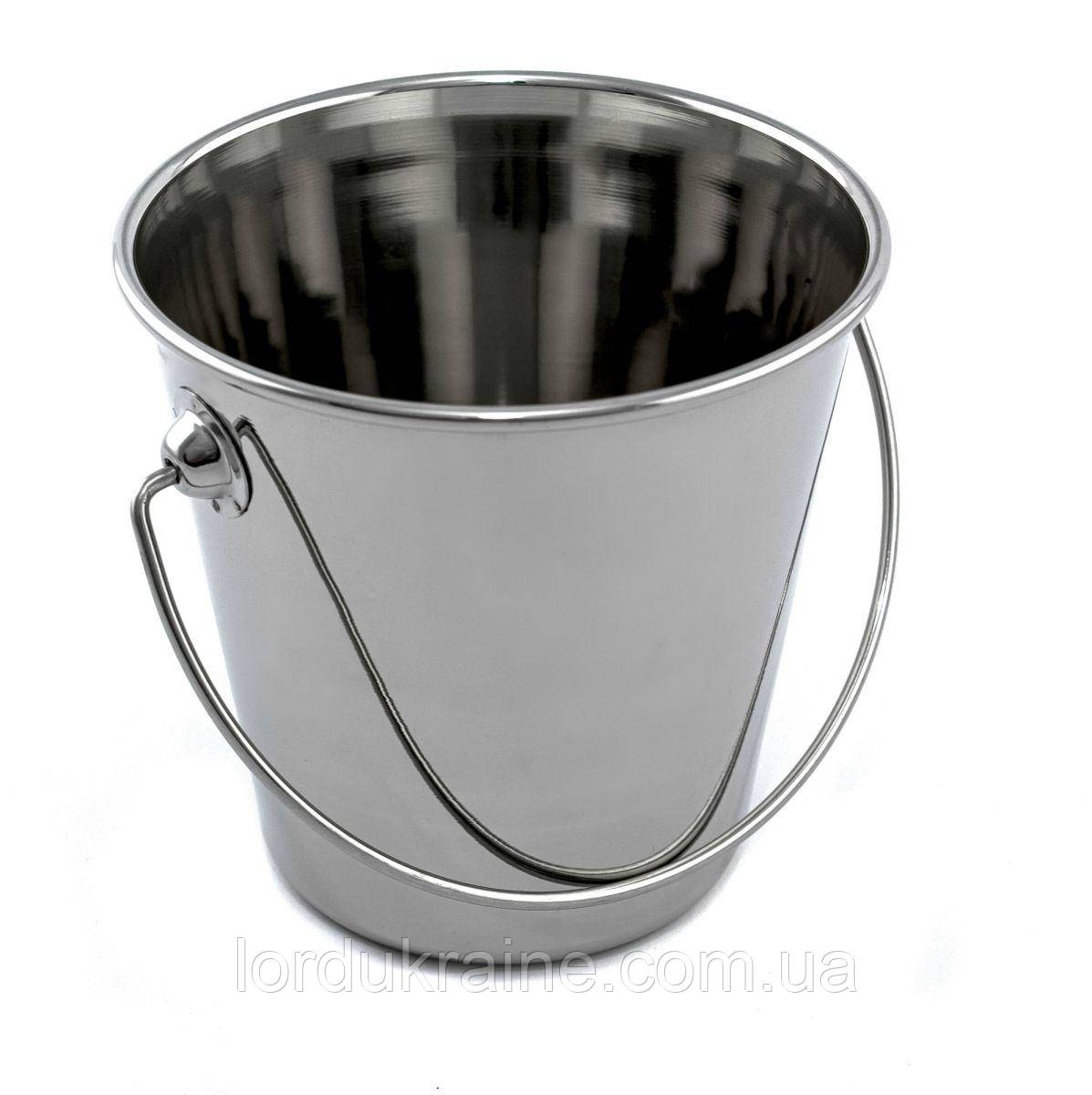Міні-відерце з ручкою з нержавіючої сталі 350 мл 9 см, фото 1