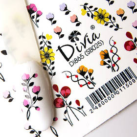 Наклейки на нігті Divia "Слайдер дизайн" на білій підложці Di865 №SB025