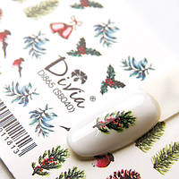 Наклейки для маникюра Divia Слайдер дизайн на белой подложке Di865 элегантные слайдеры