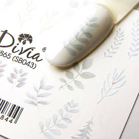 Наклейки на нігті Divia "Слайдер дизайн" на білій підложці Di865 №SB043