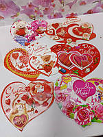 Валентинка с накладными элементамА5 17.5 см на 12.5 см с рисунком и поздравлением открытка сердечко