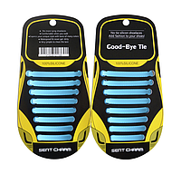 Голубые силиконовые шнурки разной длины для спортивной обуви. "Ленивые шнурки". Цветные шнурки для кроссовок