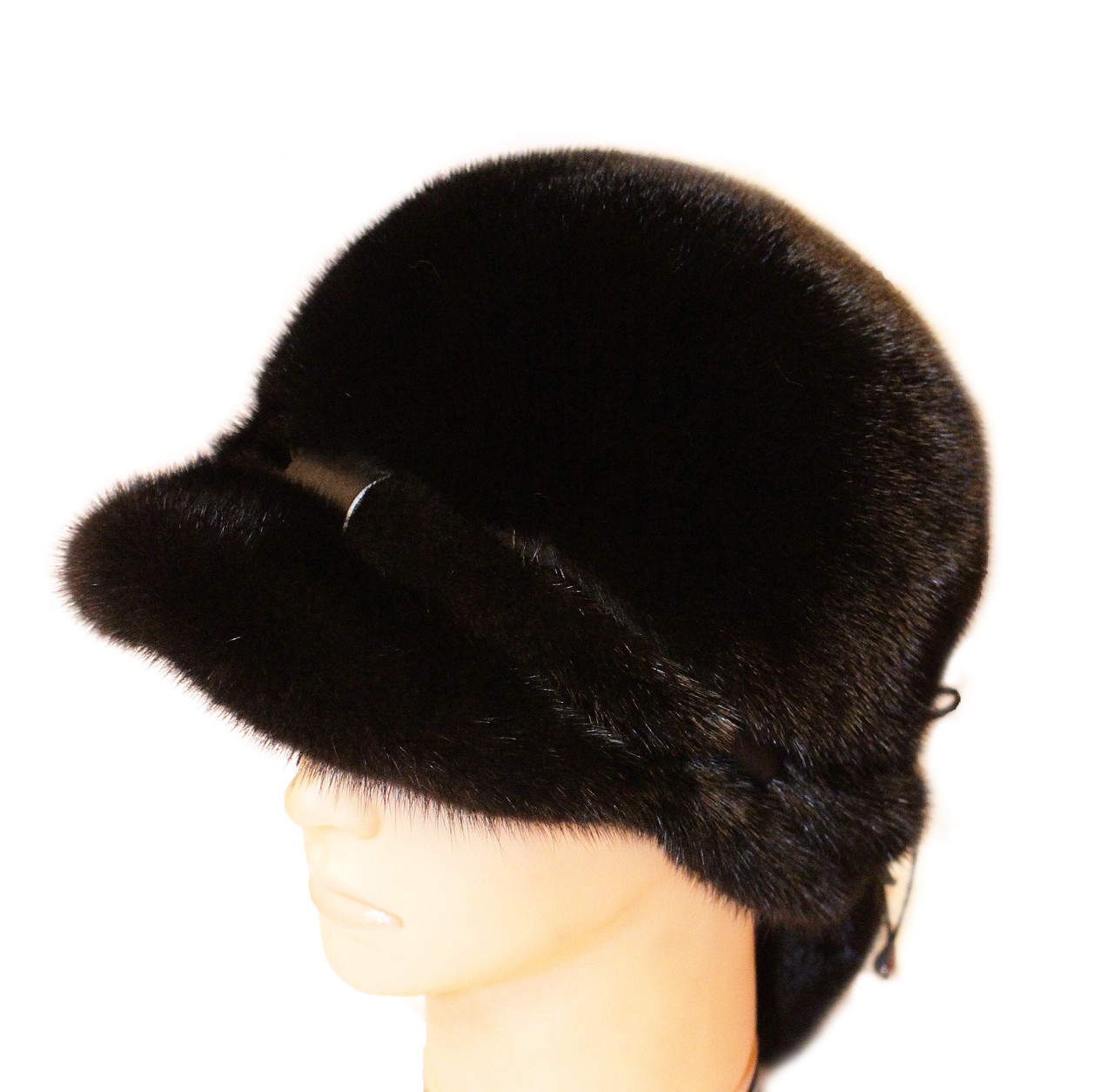 Жіноча хутряна шапка з норки, "Венеція" (чорний)
