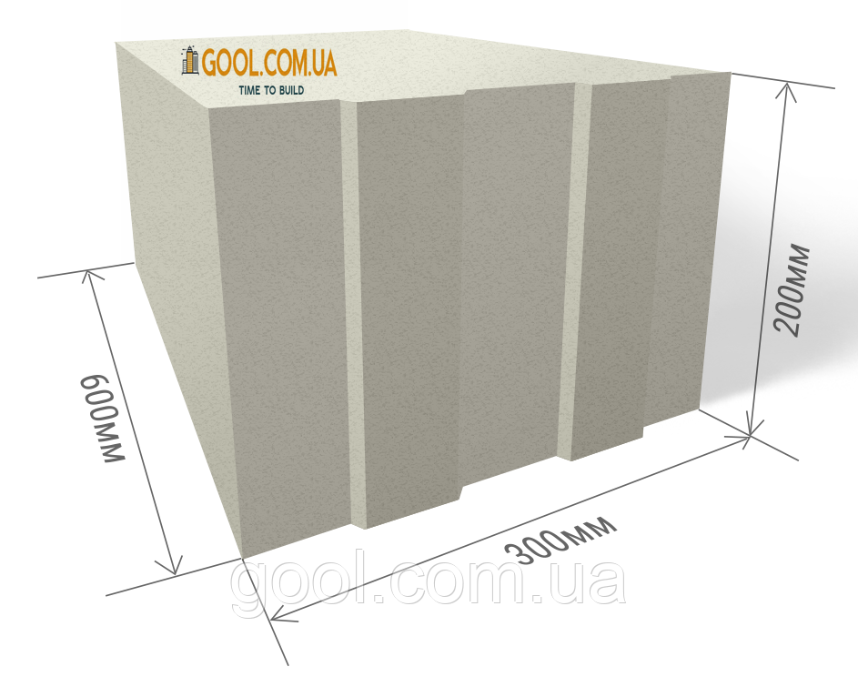 Газобетон Стоунлайт (Stonelight) паз гребінь 300х200х600 мм 2,16/1,68м3 або 50/60 штук у піддоні