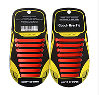 Красные силиконовые шнурки разной длины для спортивной обуви. "Ленивые шнурки". Цветные шнурки для кроссовок
