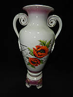 Ваза декоративная / ваза для цветов Амфора "Маки" Коростень фарфор ручная работа, пестрение, отводка золотом