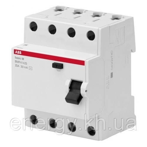 Пристрій захисного відключення (УЗО) ABB Basic M BMF41425 4P AC 25А / 30мА