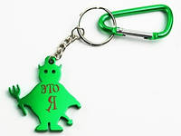 Брелок-відкривачка для ключів з карабіном Чортик це я 15х4,5х0,3 см Зелений (13377)