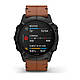 Смарт-годинник Garmin Fenix 6X Sapphire чорний з DLC-покриттям і каштановим шкіряним ремінцем, фото 3