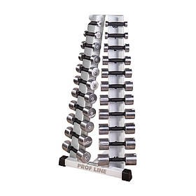 Хромовані гантелі зі стійкою  (пари від 0,5 до 10 кг) ST410.1