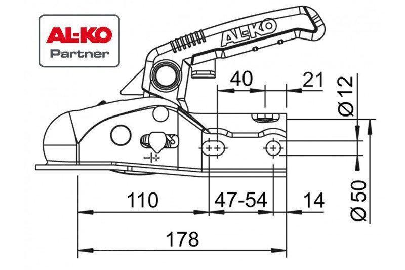 Замковое сцепное устройство для прицепа 50 мм, 1600 кг, АЛКО AK 161 с Soft Dock, прицепное устройство - фото 2 - id-p564324498