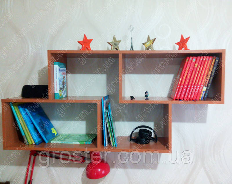 Навісна книжкова полиця-7 для книг і декору, фото 1