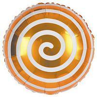 Фольгована кулька круг "Спіралька" оранжевий 18"(45см) 1шт.