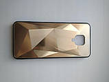 Мармуровий чохол Fantasy для Xiaomi Redmione 9s / note 9 pro золотистий TPU+Glass бампер скляний ромб, фото 4