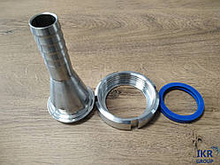 Перехідник гайка-штуцер під молочний шланг/патрубок для молочного насосу DN 40, 50