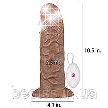 Реалістичний вібратор з пультом Legendary King-Sized Realistic Chubby Vibrating Dildo Brown 10.5", фото 4