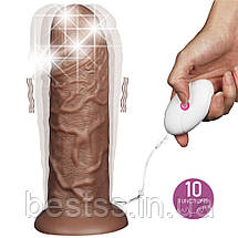 Реалістичний вібратор з пультом Legendary King-Sized Realistic Chubby Vibrating Dildo Brown 10.5", фото 5