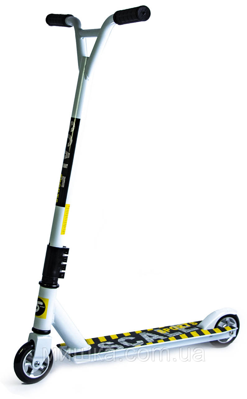Трюковий алюмінієвий самокат Scale Sports Extreme, колеса Ø110 мм, ABEC-9, білий, фото 1